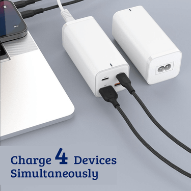 100W 4-Port Charger Power Strip with 2 USB-A and 2 USB-C Ports - White